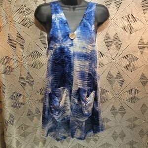 India boutique one size blue and white tank top.  NWT